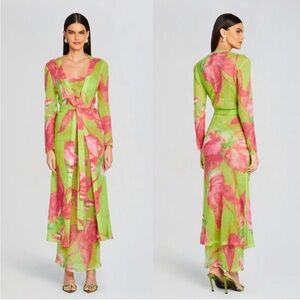 Retrofete Cruz Duster Cardigan in Lime Anthurium Mohair Blend $598 size XS